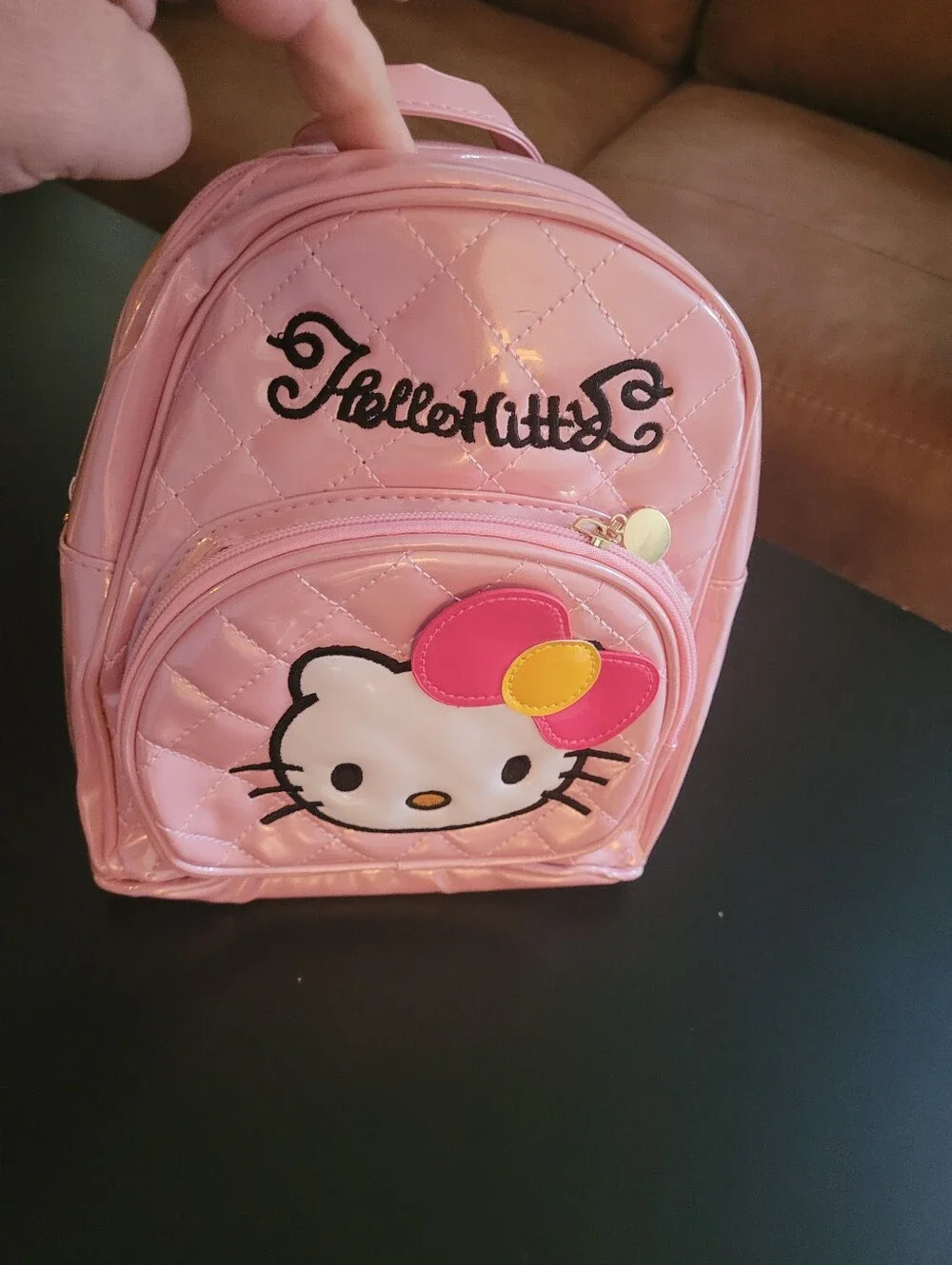 Hello Kitty Pink Quilted Mini Backpack with Character Front